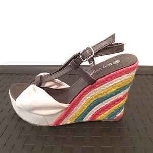 Open Toe Rainbow Wedge Sandal