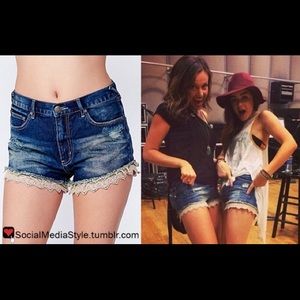 Free People Dark Lace Trim Shorts