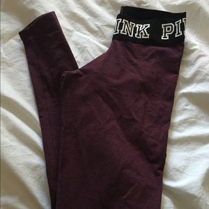 PINK Cotton Leggings Maroon