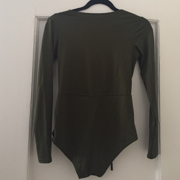 SOLD- NEW olive green stretch bodysuit onesie - Picture 3 of 4