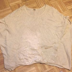 White with sequin Free People sweater