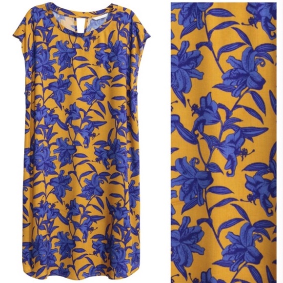 H&M mustard yellow pattern dress