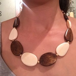 Brown and cream beaded necklace.