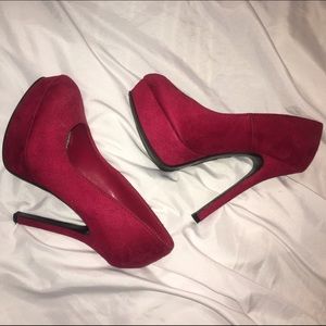 Red platform heels