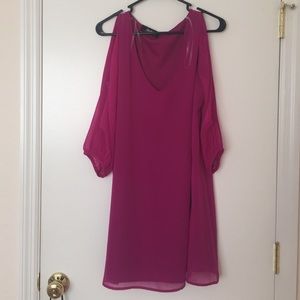 Lulu's Shifting Dears Magenta Long Sleeve Dress