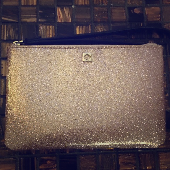 Kate spade rose gold glitterbug wristlet