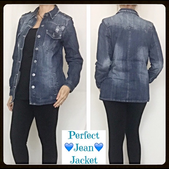Medium Distressed Jean Denim Jacket Small sold - Picture 2 of 4