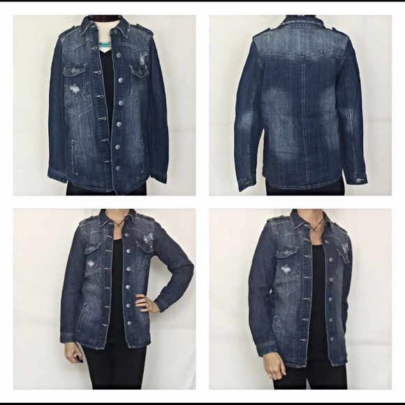 Medium Distressed Jean Denim Jacket Small sold - Picture 3 of 4
