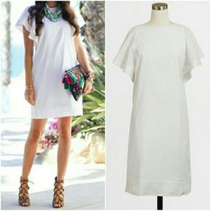 J Crew Swiss Dot Flounce Sleeve Dress