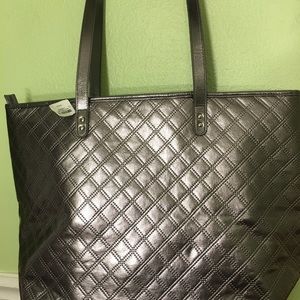 Silver quilted tote bag