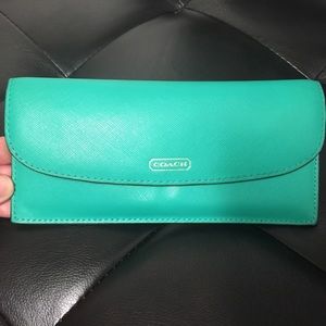 Coach Authentic Leather wallet-- teal