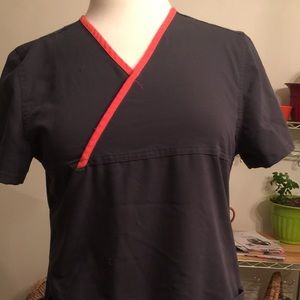 Cute gray and coral scrub top