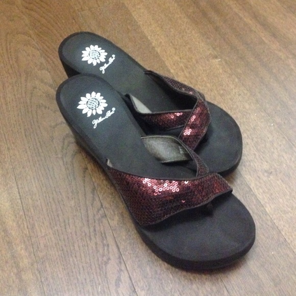 Yellow Box Sequin Wedges