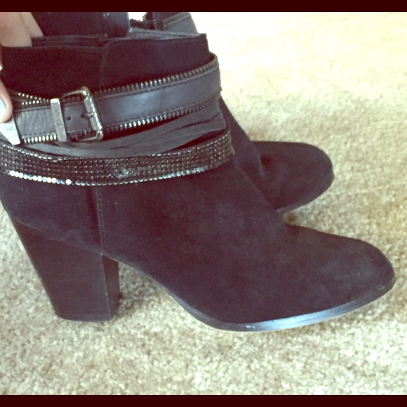 Aldo Black Buckle Ankle Boots