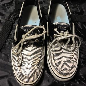 Zebra Black and White Sperry Top Siders