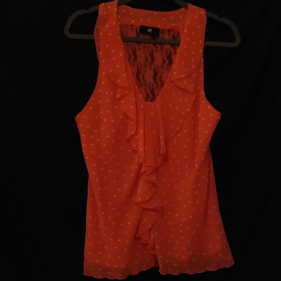 Flirty peach polka dot tank