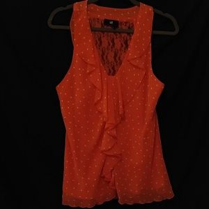 Flirty peach polka dot tank