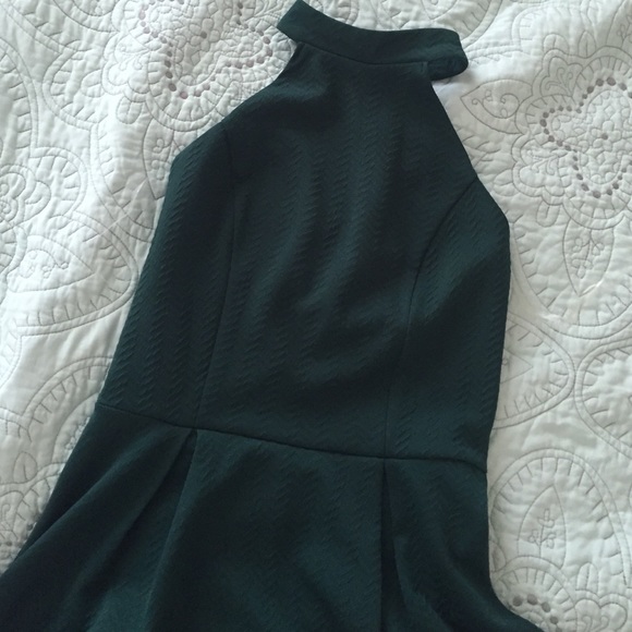 Dark green halter dress