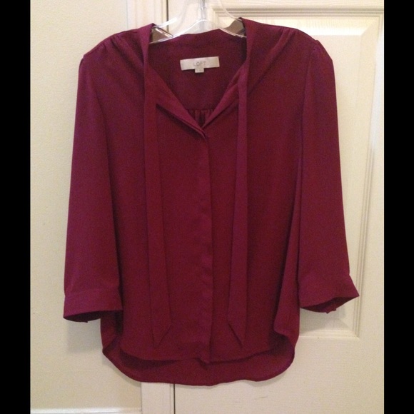 Loft Cranberry 3 Quarter Length Blouse