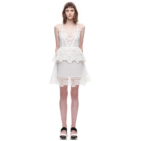 White Self Portrait Dress
