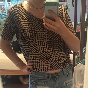 Brown and black patterned flowy shirt