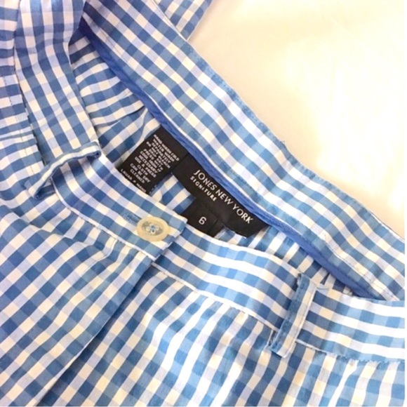 {Jones New York} Blue White Check Crop Pant