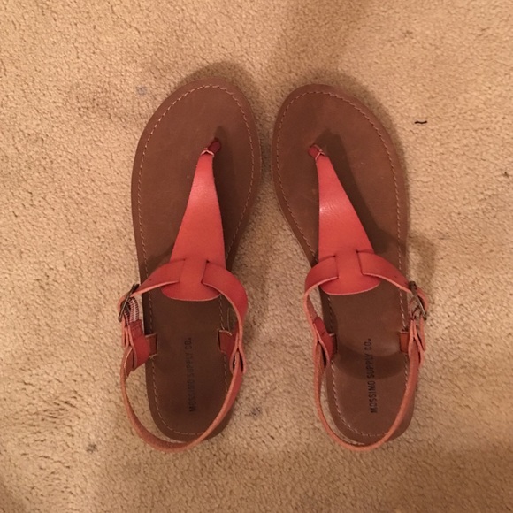 Brown faux leather sandals