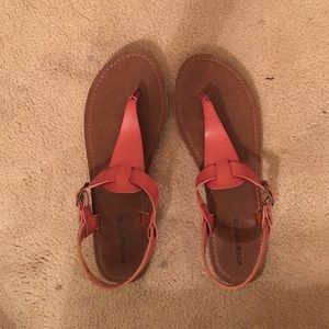 Brown faux leather sandals