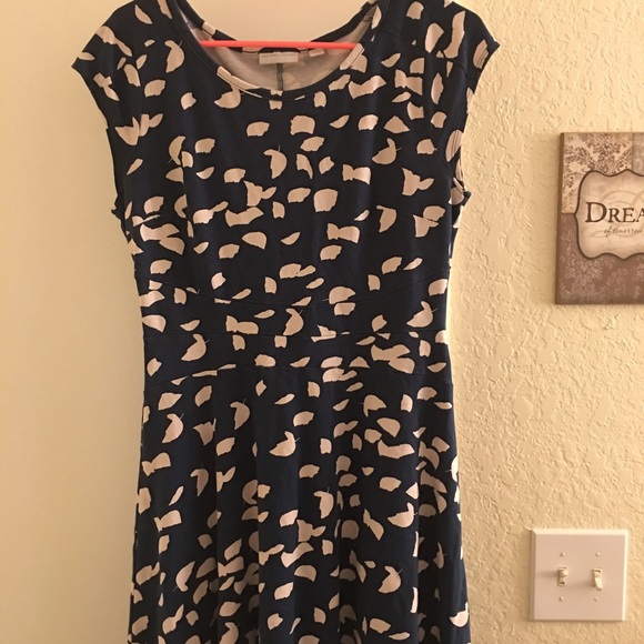 Navy blue dress with white leaves