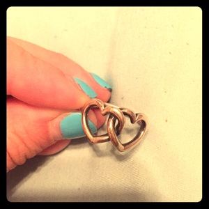 Silver double linked heart ring