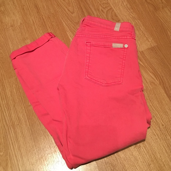 7 For All Mankind Coral Skinny Crop & Roll Jeans