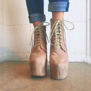 Jeffrey Campbell Lana Beige Platform Heel Size 7.5