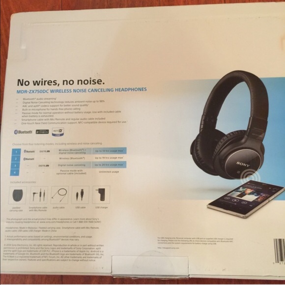 Sony MDR-ZX750DC Wireless Noise-Canceling NEW - Picture 3 of 4