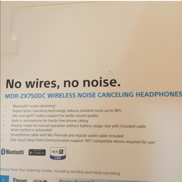 Sony MDR-ZX750DC Wireless Noise-Canceling NEW - Picture 4 of 4