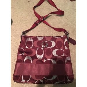 Burgundy and Silver Coach Purse
