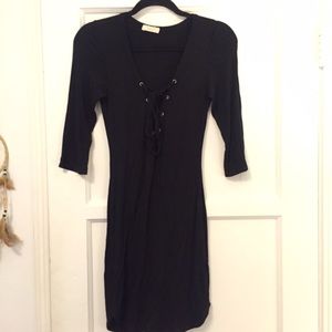 Lace front black dress