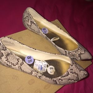 Snakeskin Point Toe Flats