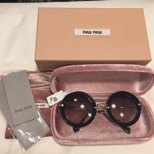 NEW Miu Miu Glittering Round Sunglasses, MU 08RS