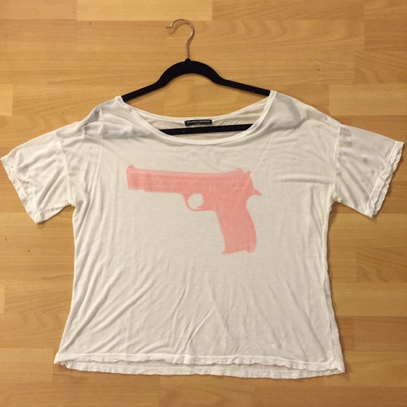 Brandy Melville Pink Gun Tee
