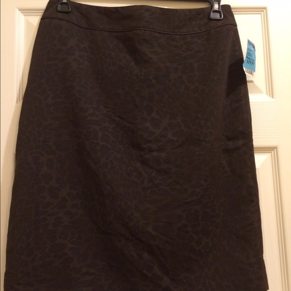 Dark brown animal print skirt.