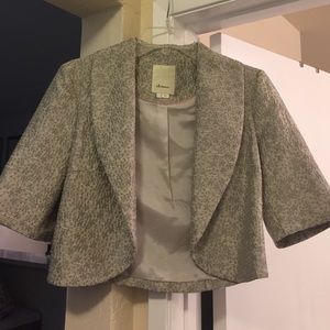 Cropped Silver Embroidered Blazer