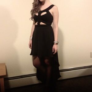 Sexy Black Cut Out Evening Dress