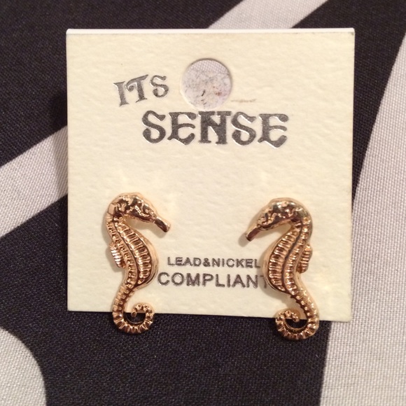 Gold seahorse earrings