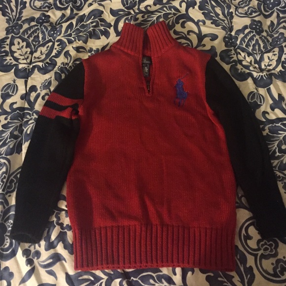 Boys Polo Big Pony half zip sweater