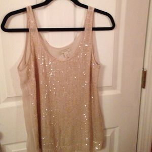 J Crew cream colored sequin tank top
