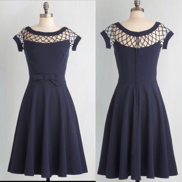 Vintage Dresses & Skirts - Alika Navy Vintage Dress Bettie Paige XL NWT