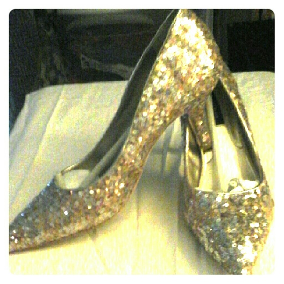 White house black market gold heels