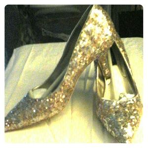 White house black market gold heels