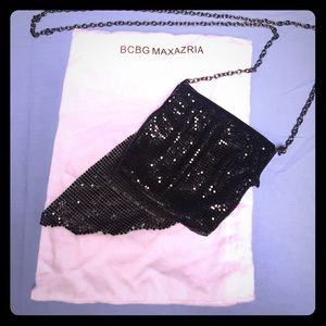 BCBG Maxazria small black metal mesh chain purse