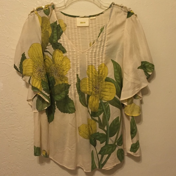 Anthropology Top with Flowers